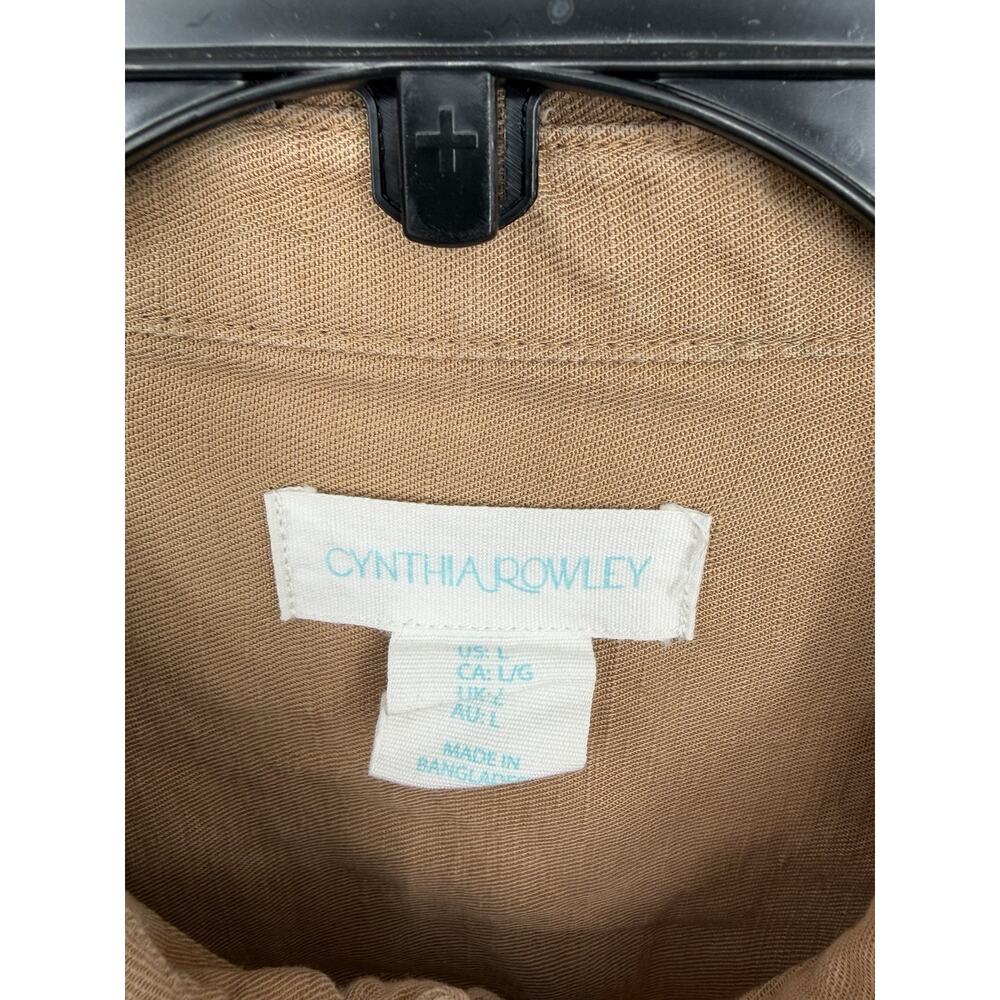 Cynthia Rowley Women's L Jacket Tan Linen Blend Utility Cropped Zip Front - Picture 4 of 7
